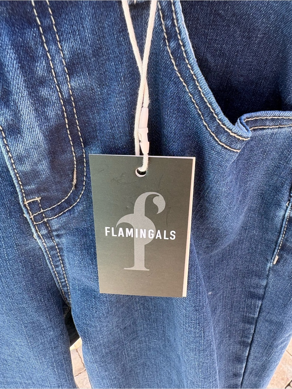 Flamingals dark blue denim jeans with side silver accents. - Picture 6 of 6